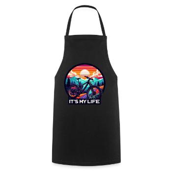Sunset Mountain Bike Adventure Design - Cooking Apron - black - Front - AI Model Male 185 dark (185cm)