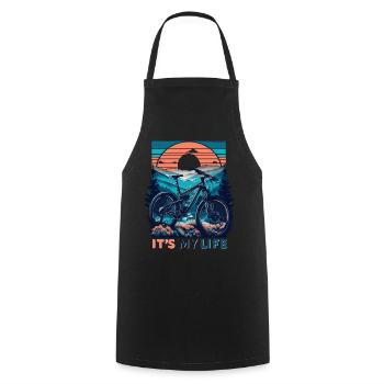 VTT coucher de soleil aventure design - Tablier de cuisine - noir - Devant - AI Model Male 185 dark (185cm)