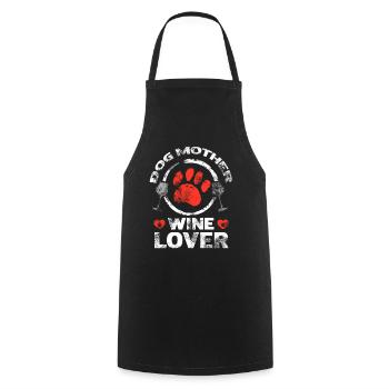 Dog mother and wine lover - Cooking Apron - black - Front - AI Model Male 185 dark (185cm)