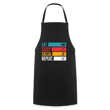 Eat Sleep Salsa Repeat für Salsa Tänzer - Kochschürze - Schwarz - Vorne - AI Model Male 185 dark (185cm)