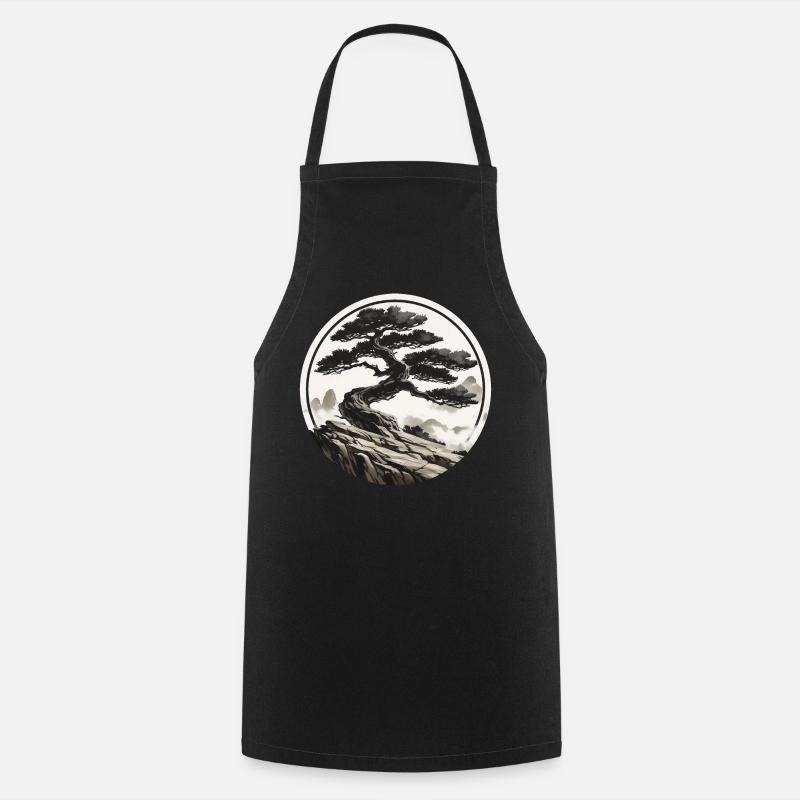 Asian Landscape - Cooking Apron - black