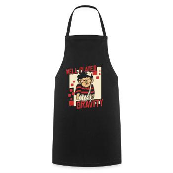 Well Played Gravity Broken Bone Broken Finger - Cooking Apron - black - Front - AI Model Male 185 dark (185cm)