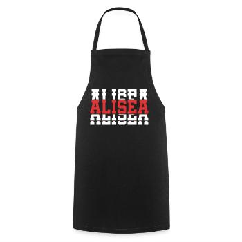 t-shirt Alisea t-shirt gift idea stacked text - Cooking Apron - black - Front - AI Model Male 185 dark (185cm)