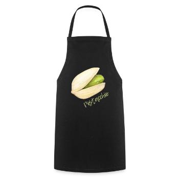 Pistache avec coquille et noyau - Tablier de cuisine - noir - Devant - AI Model Male 185 dark (185cm)