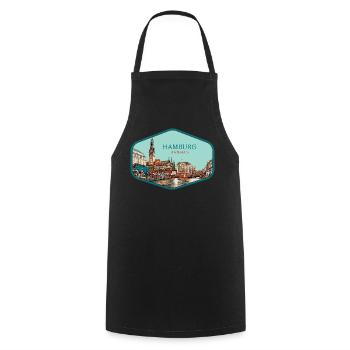 Hamburg, a historic German city - Cooking Apron - black - Front - AI Model Male 185 dark (185cm)