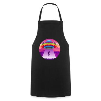 Soucoupe volante colorée Enlèvement extraterrestre - Tablier de cuisine - noir - Devant - AI Model Male 185 dark (185cm)