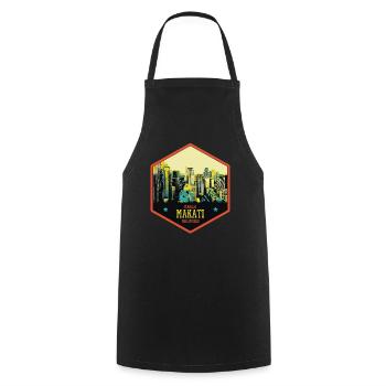 Glowing Skyline: Makati, Manila, Philippines - Cooking Apron - black - Front - AI Model Male 185 dark (185cm)