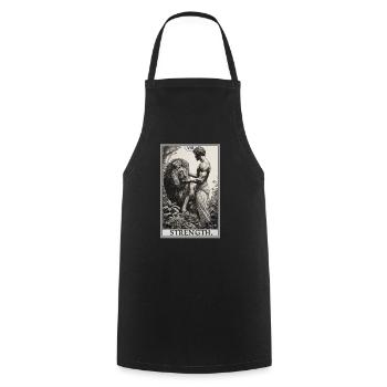 Tarotkarten Tarotkarte Strength Kraft - Kochschürze - Schwarz - Vorne - AI Model Male 185 dark (185cm)