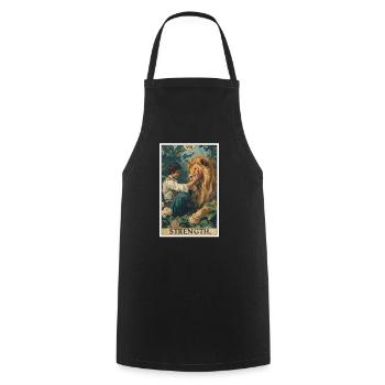 Tarotkarten Tarotkarte Strength Kraft - Kochschürze - Schwarz - Vorne - AI Model Male 185 dark (185cm)