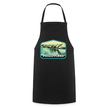 Pêche authentique aux Philippines - Tablier de cuisine - noir - Devant - AI Model Male 185 dark (185cm)