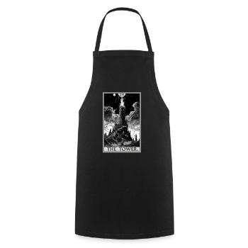 Tarotkarten Tarotkarte The Tower Der Turm - Kochschürze - Schwarz - Vorne - AI Model Male 185 dark (185cm)