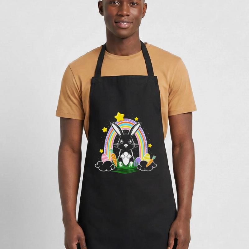 Easter Bunny Bunny with Rainbow and Easter Eggs Cooking Apron