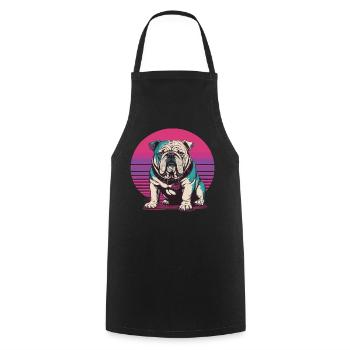 Illustration de bouledogue rétro - Tablier de cuisine - noir - Devant - AI Model Male 185 dark (185cm)