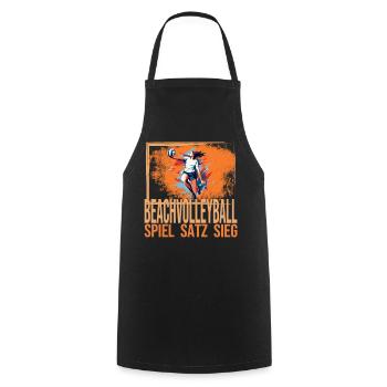 Spiel - Satz - Sieg - Beachvolleyball - Kochschürze - Schwarz - Vorne - AI Model Male 185 dark (185cm)