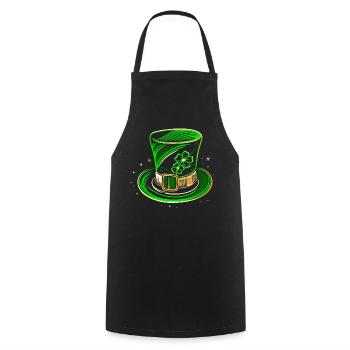 St Patricks Day Hut Zylinder mit Klee - Kochschürze - Schwarz - Vorne - AI Model Male 185 dark (185cm)