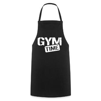 gym time fitness bodybuilding workout icon logo - Cooking Apron - black - Front - AI Model Male 185 dark (185cm)