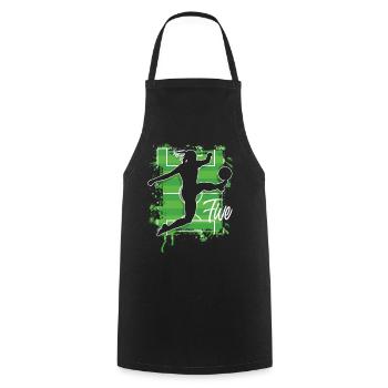 Soccer Woman Soccer 5th Birthday - Cooking Apron - black - Front - AI Model Male 185 dark (185cm)