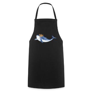 bright blue whale fish with golden crown - Cooking Apron - black - Front - AI Model Male 185 dark (185cm)