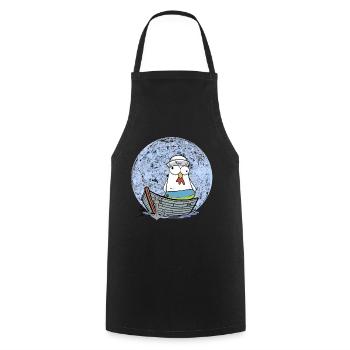 Poulet marin bateau marin maritime Ahoy Moin - Tablier de cuisine - noir - Devant - AI Model Male 185 dark (185cm)