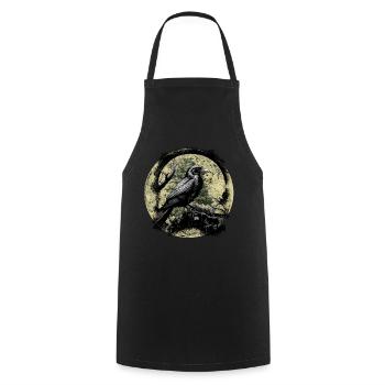 Lune, Corbeau, Corbeau, Oiseau, Occulte, Spirituel - Tablier de cuisine - noir - Devant - AI Model Male 185 dark (185cm)