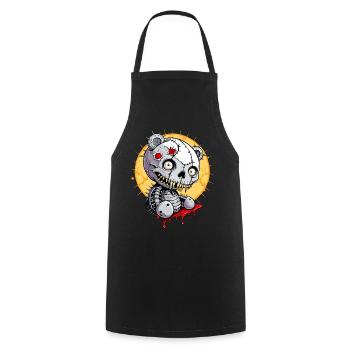 Teddy Skull / Skull Horror Soft Toy FS0076 - Cooking Apron - black - Front - AI Model Male 185 dark (185cm)