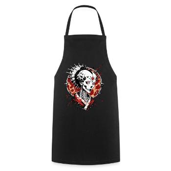 Geisha Skull // Totenkopf Geisha // Japan FS0080 - Kochschürze - Schwarz - Vorne - AI Model Male 185 dark (185cm)