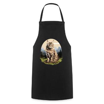 Chat Chats American Bobtail - Tablier de cuisine - noir - Devant - AI Model Male 185 dark (185cm)