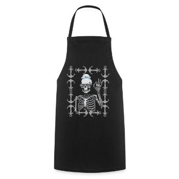 Sailor squelette ancre Maritime rétro Vintage des années 80 - Tablier de cuisine - noir - Devant - AI Model Male 185 dark (185cm)