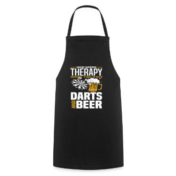 Dart Bier Therapie - Kochschürze - Schwarz - Vorne - AI Model Male 185 dark (185cm)