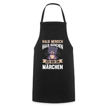 Mi-humain, mi-ours - Tablier de cuisine - noir - Devant - AI Model Male 185 dark (185cm)