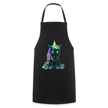 Unicorn Mythical Creature Colorful Retro Vintage 80s - Cooking Apron - black - Front - AI Model Male 185 dark (185cm)