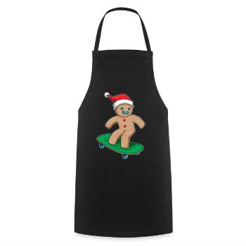 Lebkuchenmann Weihnachten Skateboard - Kochschürze - Schwarz - Vorne - AI Model Male 185 dark (185cm)