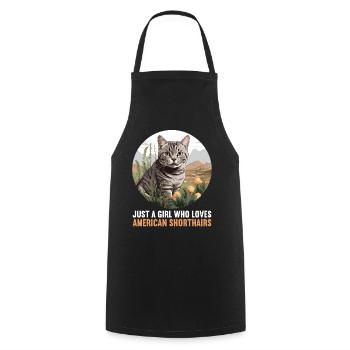 Chat Chats American Shorthair - Tablier de cuisine - noir - Devant - AI Model Male 185 dark (185cm)