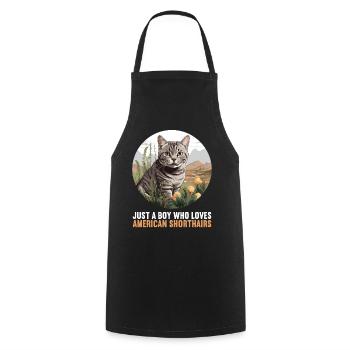 Chat Chats American Shorthair - Tablier de cuisine - noir - Devant - AI Model Male 185 dark (185cm)
