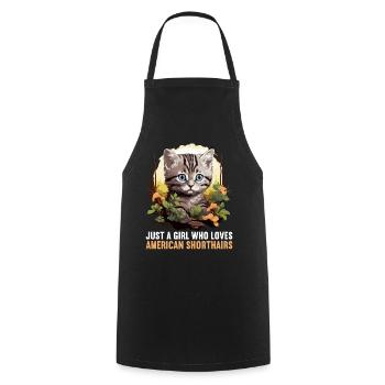 Chat Chats American Shorthair - Tablier de cuisine - noir - Devant - AI Model Male 185 dark (185cm)