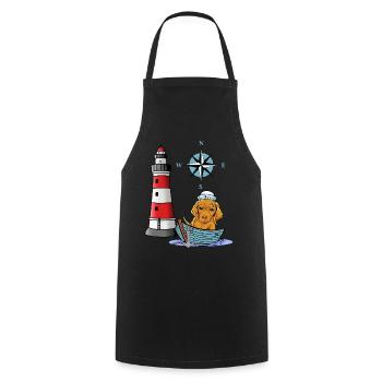 Chien des Maritimes Rose des vents boussole phare marin - Tablier de cuisine - noir - Devant - AI Model Male 185 dark (185cm)