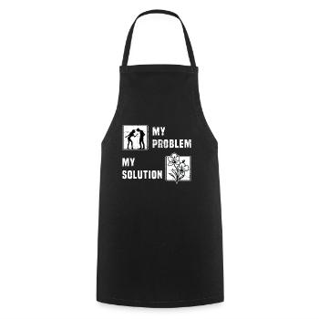 Amoureux des orchidées Mon problème Mon pictogramme Papa Maman - Tablier de cuisine - noir - Devant - AI Model Male 185 dark (185cm)