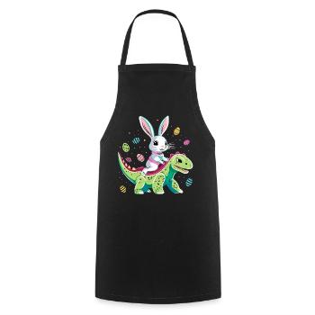 Easter Bunny Rides Dinosaur - Cooking Apron - black - Front - AI Model Male 185 dark (185cm)