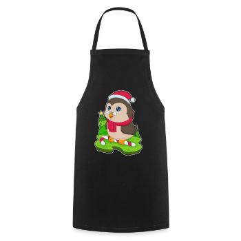 Hibou Noël Candy Cane - Tablier de cuisine - noir - Devant - AI Model Male 185 dark (185cm)