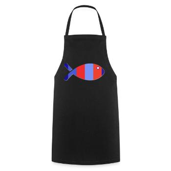 POISSON. POISSON D'AVRIL. VACANCES. ETE. HUMOUR - Tablier de cuisine - noir - Devant - AI Model Male 185 dark (185cm)