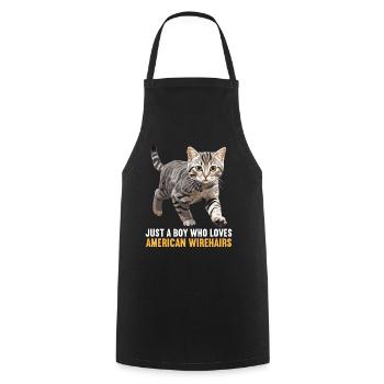 Cat Cats American Wirehair - Cooking Apron - black - Front - AI Model Male 185 dark (185cm)