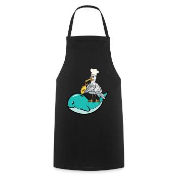 Mouette cuisiner du poisson camouflage requin cuisson du poisson - Tablier de cuisine - noir - Devant - AI Model Male 185 dark (185cm)