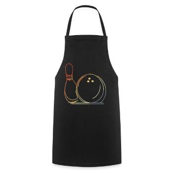 Bowling Ball and Pin Sketch - Cooking Apron - black - Front - AI Model Male 185 dark (185cm)