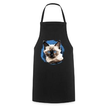 Balinese Cat Balinesenkatze - Cooking Apron - black - Front - AI Model Male 185 dark (185cm)