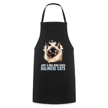Balinese Cat Balinesenkatze - Cooking Apron - black - Front - AI Model Male 185 dark (185cm)
