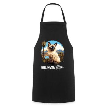 Balinese Cat Balinesenkatze - Cooking Apron - black - Front - AI Model Male 185 dark (185cm)