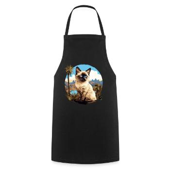 Balinese Cat Balinesenkatze - Cooking Apron - black - Front - AI Model Male 185 dark (185cm)