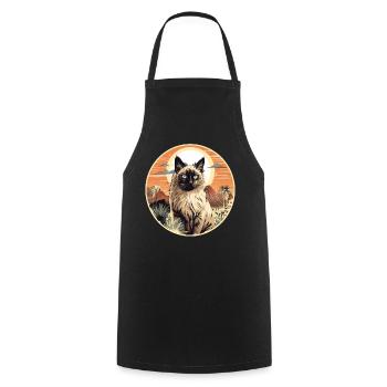 Balinese Cat Balinesenkatze - Cooking Apron - black - Front - AI Model Male 185 dark (185cm)