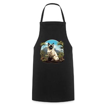 Balinese Cat Balinesenkatze - Cooking Apron - black - Front - AI Model Male 185 dark (185cm)