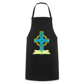 Kreuz Kruzifix Bibel Jesus Gott Religion - Kochschürze - Schwarz - Vorne - AI Model Male 185 dark (185cm)